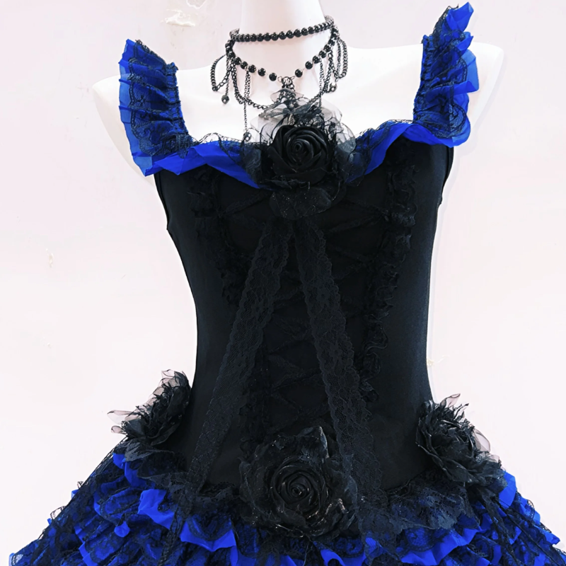 Ruffle flower applique square neck zip-up mini dress  | Festival Outfits Women