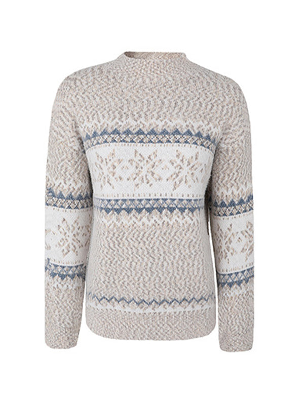 Snowflake Jacquard Mock Neck Sweater