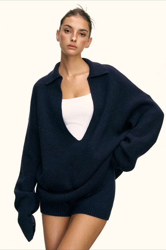 Slouchy V-Neck Sweater Set Knit Set