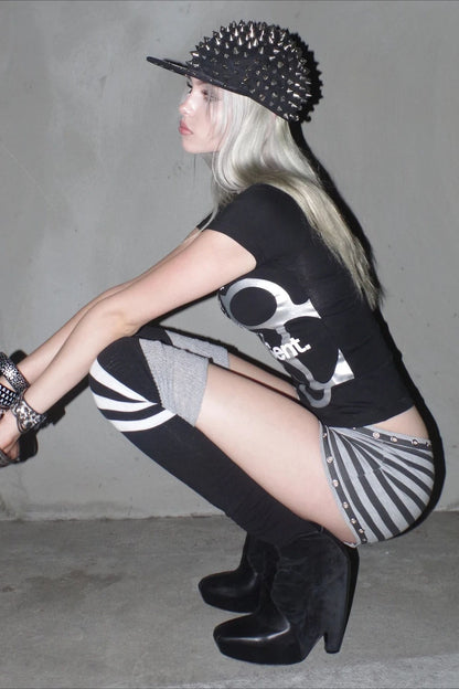 Edgy Subculture Y2K Striped Summer Shorts