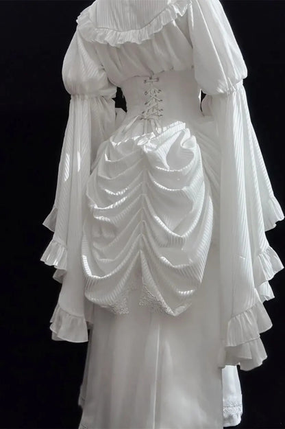 Gothic Light Lolita Long Flying Sleeve Vintage Blouse & Skirt Two Piece Set