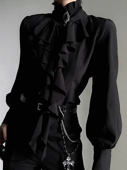 Gothic Ruffled Chiffon Blouse