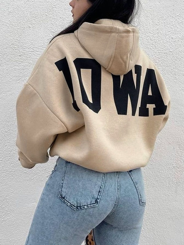 Letter Print Short Oversized Hoodie