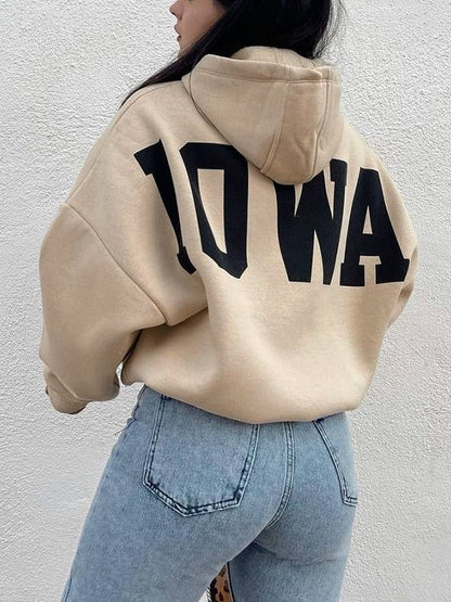 Letter Print Short Oversized Hoodie