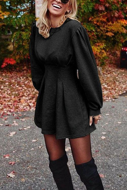 Ruched Waisted Swing Mini Dress(6 Colors Available)