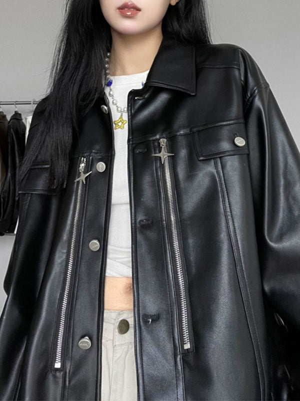 American Retro Pu Leather Jacket
