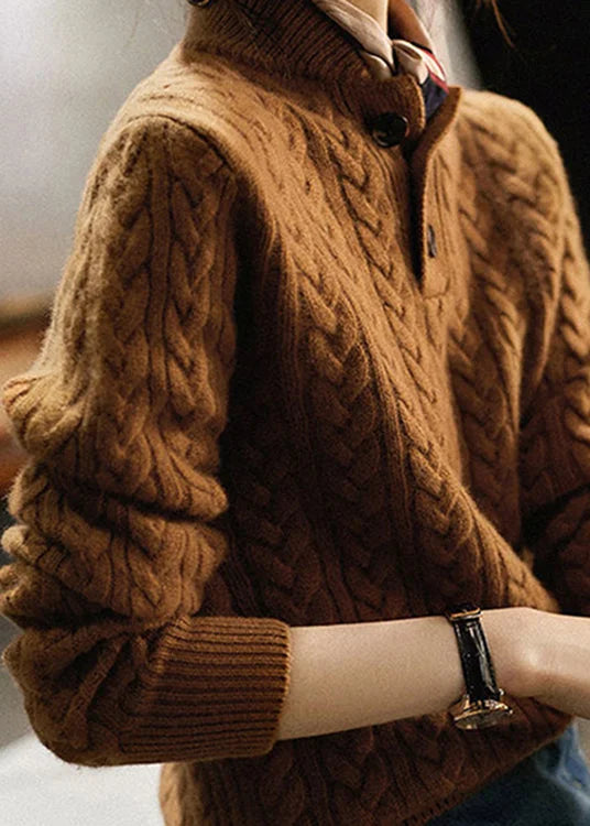 Elegante jersey de punto para mujer con cuello alto y botones | Ideal para otoño/invierno