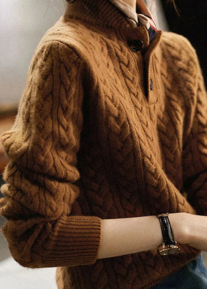 Elegante jersey de punto para mujer con cuello alto y botones | Ideal para otoño/invierno