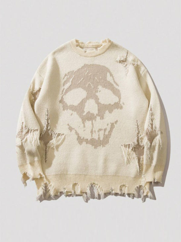 Street Skull Print Oversized Sweaters
