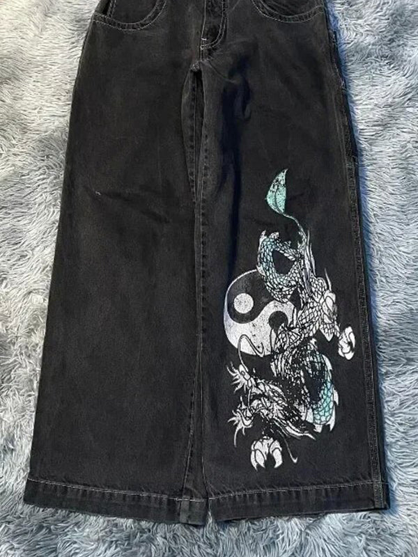 Trendy Street Hip-Hop Prints Boyfriend Jeans