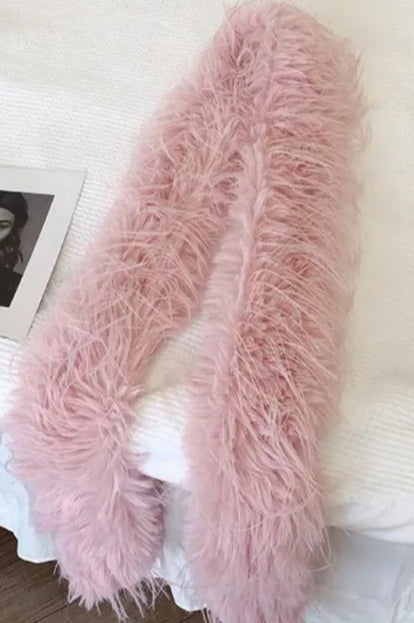 Y2K Plush Faux Mink Fur Thick Warm Scarf