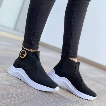 Women's Elegant Slip-On Smart Trainers with Ankle Buckle | Great for Everyday Wear