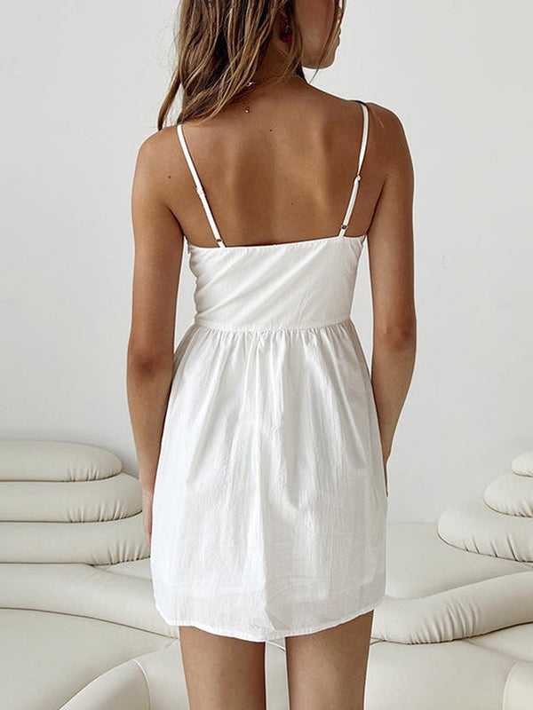 Solid Cutout Trim Cami Mini Dress