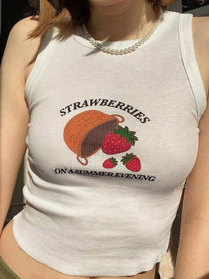 Strawberry Print Tank Top