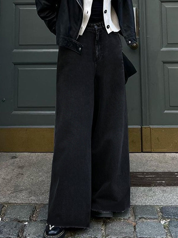 Raw Edge Mopping Black Flare Jeans