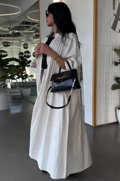 Pleated Relaxed Fit Open Detail Overcoat
