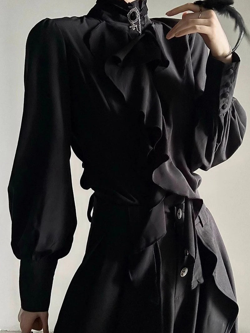 Gothic Ruffled Chiffon Blouse