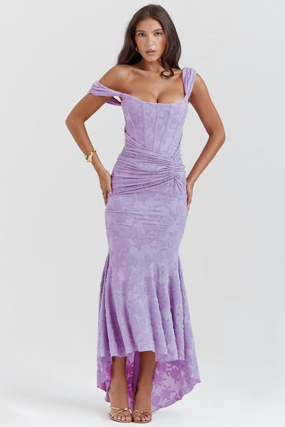 Stretch Mesh Jacquard Mermaid Formal Dress