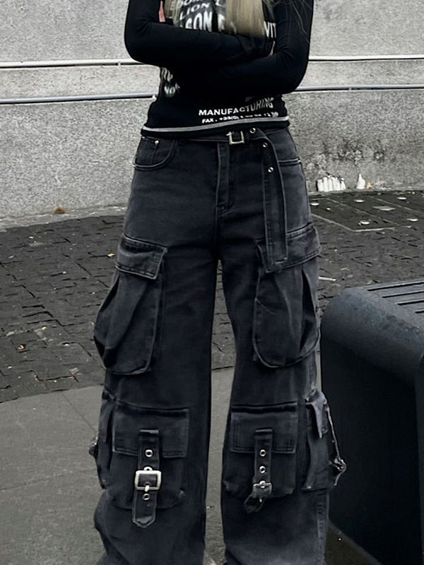 Retro Multi-Pockets Cargo Jeans