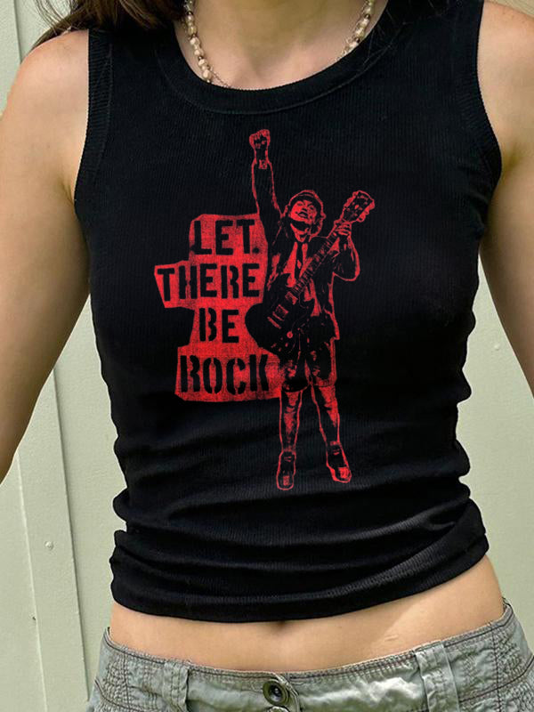 Contrast Print Slim Fit Casual Tank Top