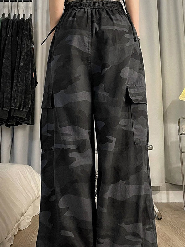Camouflage Print Bound Feet Cargo Pants