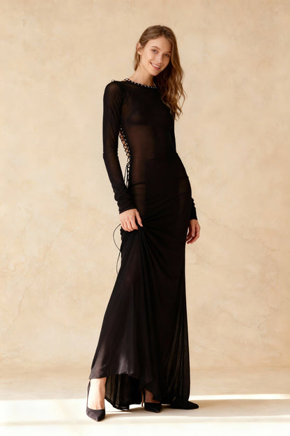 See-Through Bodycon Maxi Dress
