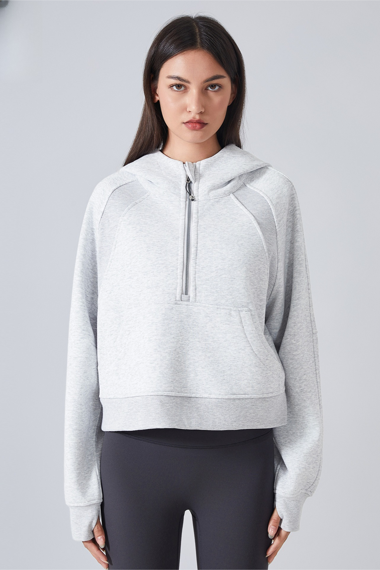 Fleece Lined Half Zip Loose Athletic Yoga Hoodie