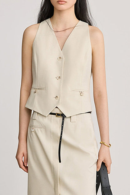 Classic V Neck Sleeveless Waistcoat Tank Top
