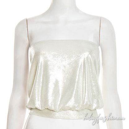 Ruched solid backless tube top
