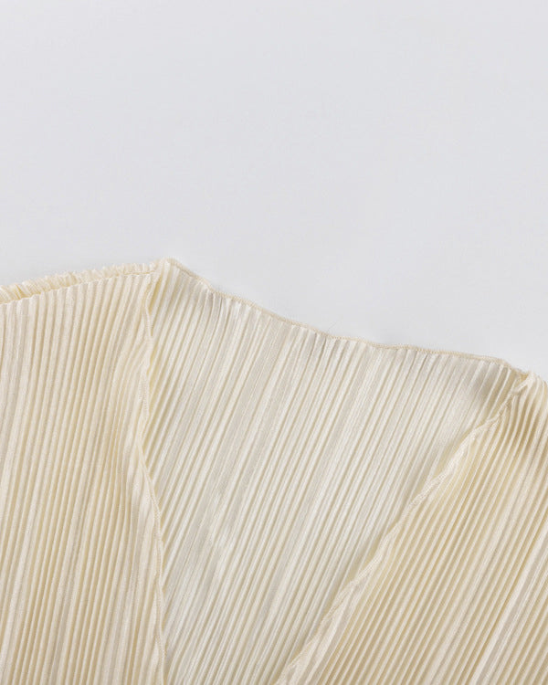 Slim Fit Flared Long Sleeve Pleated Shirt