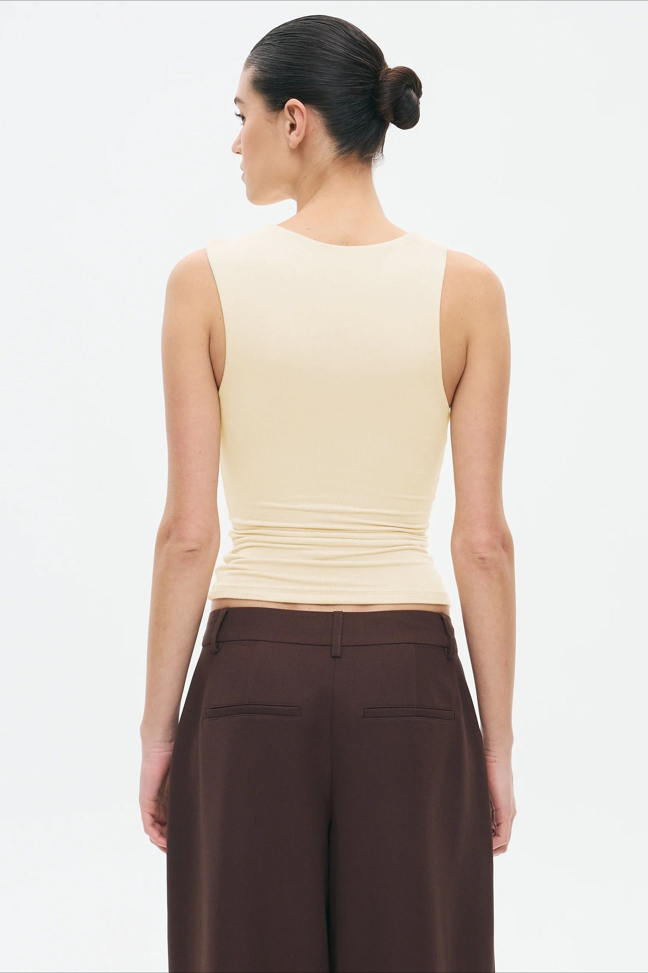 Twist Front Off Shoulder Sleeveless Solid Tank Top