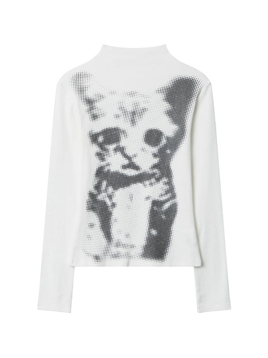 Cat Print Long Sleeves Tee