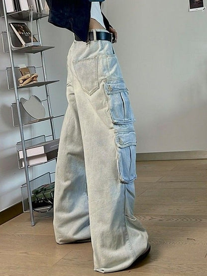 Hip Pop Multi Pocket High Rise Cargo Jeans