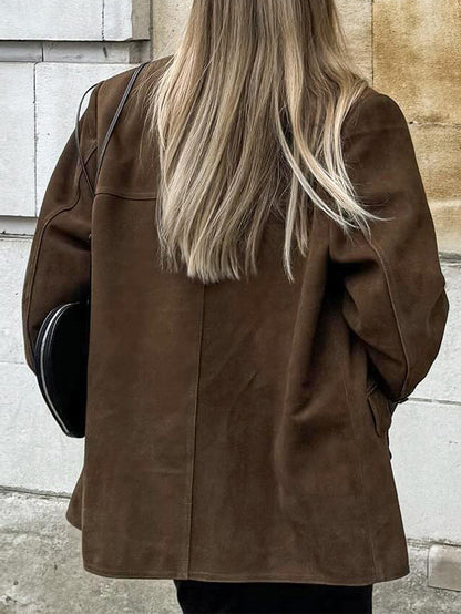 Nubuck Vintage Lapel Loose Suede Jacket