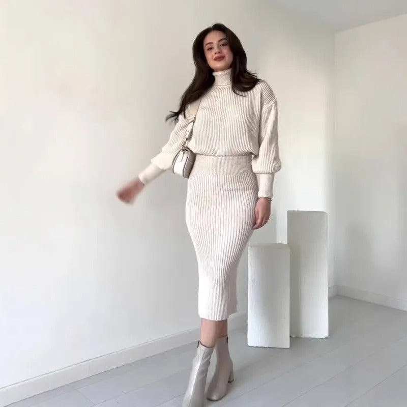 Cleo - Vestido de suéter acanalado - Elegante - Corte entallado - Ideal para otoño/invierno