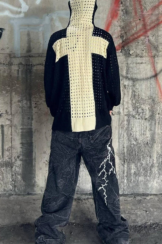 Vintage Mesh Oversized Hoodie