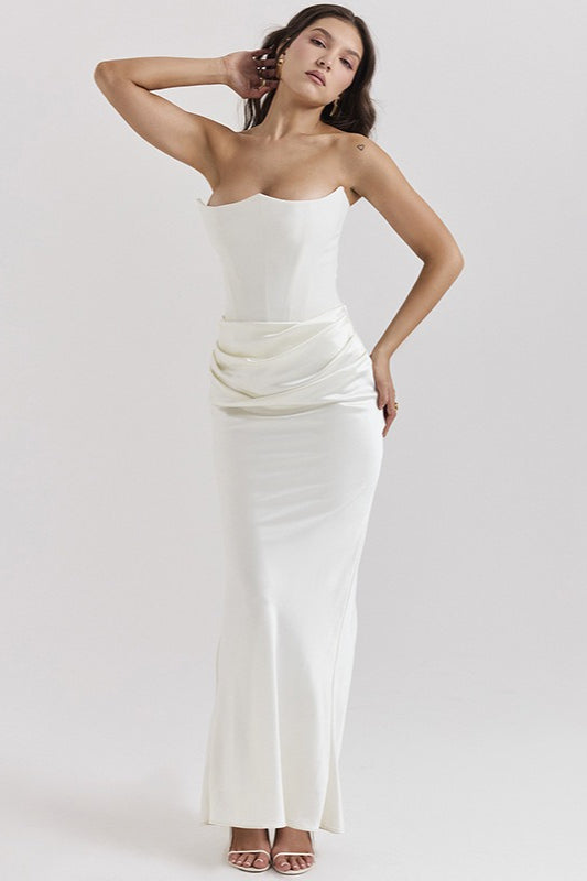 Sexy Backless Cinched Waist Maxi Dress