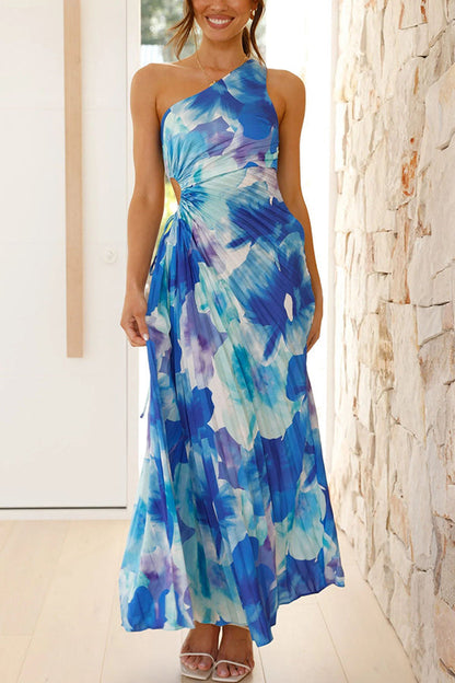 Deja | One-Shoulder Pleated Maxi Dress