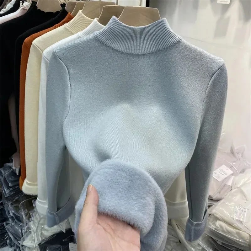 Jersey de cuello alto para mujer con forro polar | Ideal para otoño/invierno