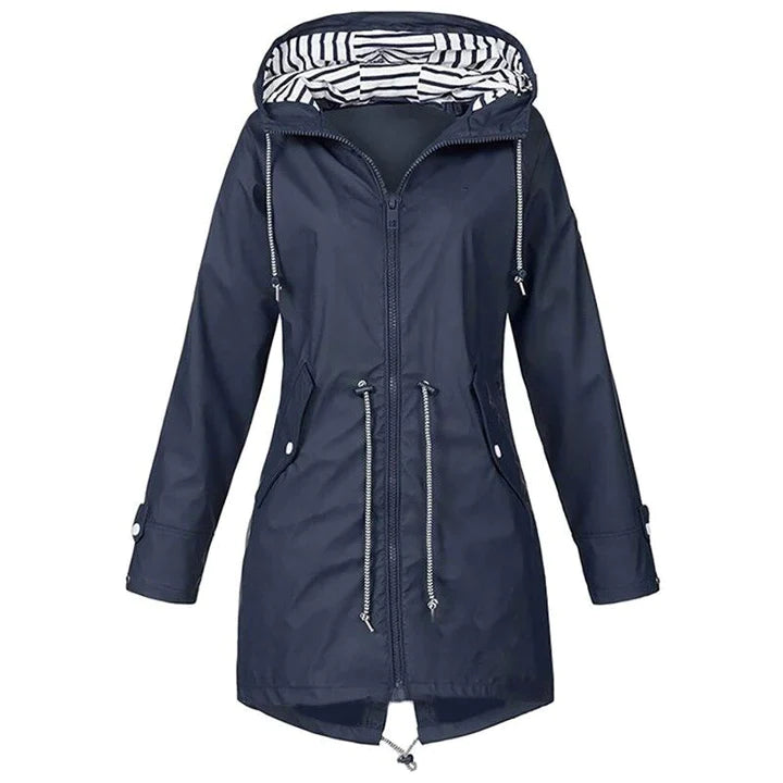 Chaqueta impermeable clásica y elegante con capucha para mujer | Ideal para actividades al aire libre
