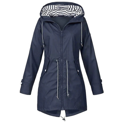 Chaqueta impermeable clásica y elegante con capucha para mujer | Ideal para actividades al aire libre