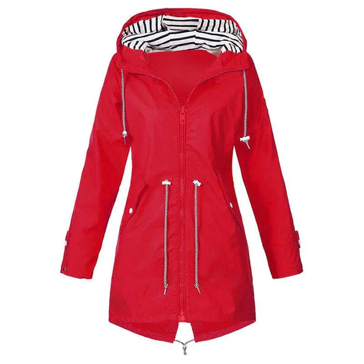 Chaqueta impermeable clásica y elegante con capucha para mujer | Ideal para actividades al aire libre