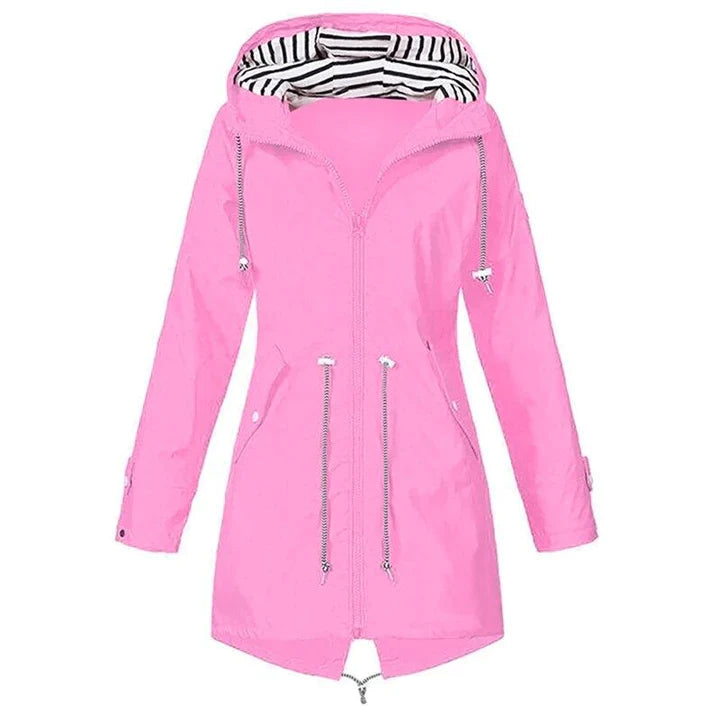 Chaqueta impermeable clásica y elegante con capucha para mujer | Ideal para actividades al aire libre