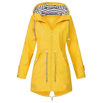 Chaqueta impermeable clásica y elegante con capucha para mujer | Ideal para actividades al aire libre
