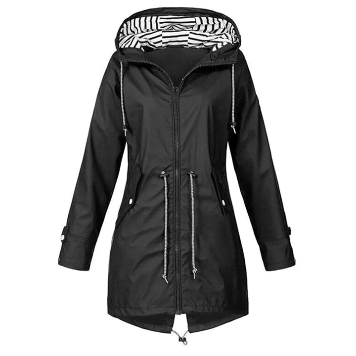 Chaqueta impermeable clásica y elegante con capucha para mujer | Ideal para actividades al aire libre