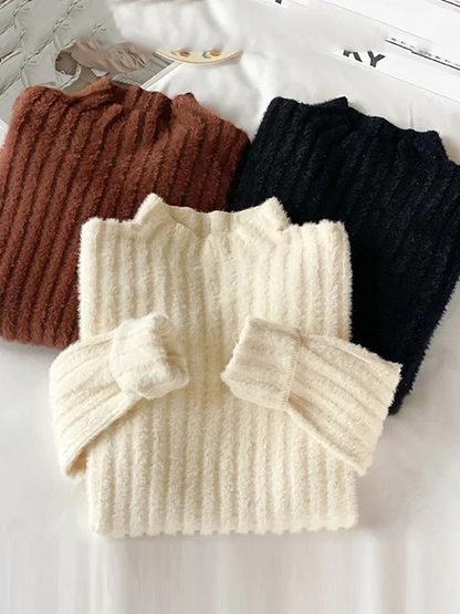 Elegante jersey de cuello alto de punto forrado para mujer | Ideal para otoño/invierno