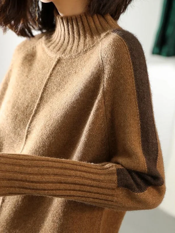 Suéter de punto largo y acogedor con cuello alto para mujer | Ideal para otoño/invierno