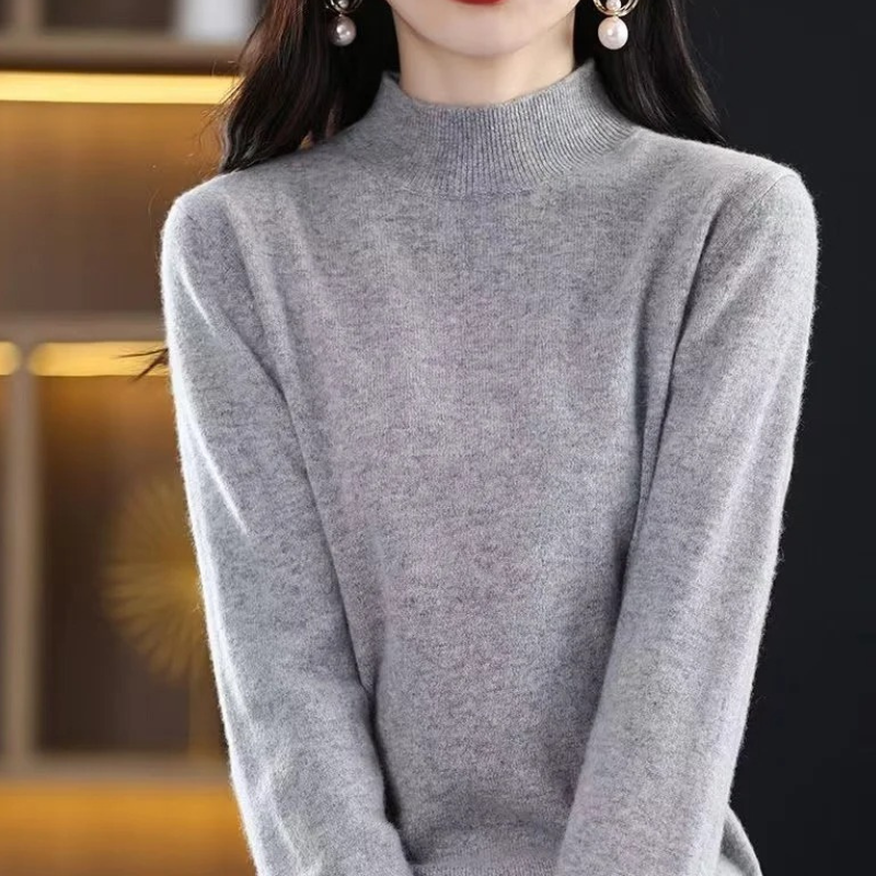 Jersey informal de cuello alto con estampado de cuadros para mujer | Ideal para otoño/invierno