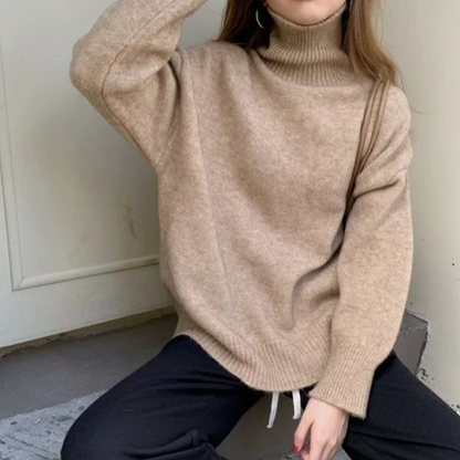 Jersey de punto holgado y suave con cuello alto para mujer | Ideal para otoño/invierno