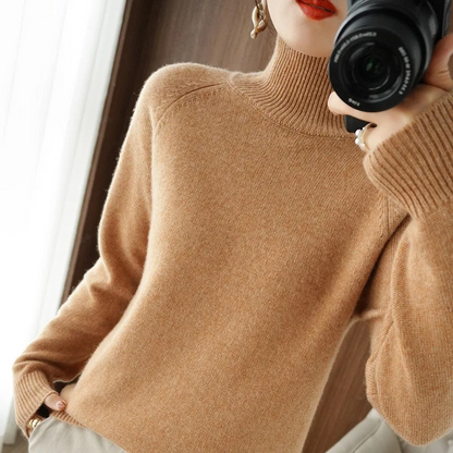 Jersey de cuello alto de punto resistente al viento para mujer | Ideal para otoño/invierno